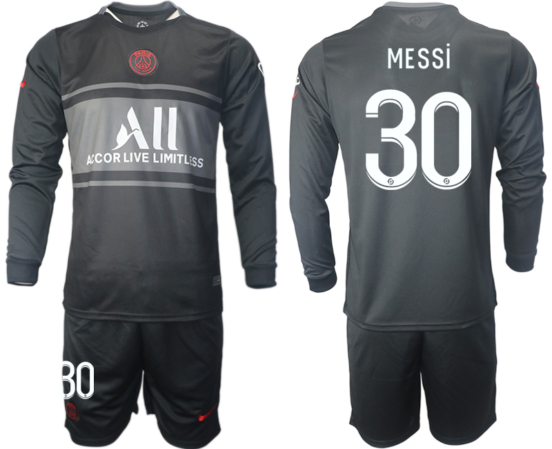 Men 2021-2022 Club Paris St German Second away black Long Sleeve #30 Soccer Jersey